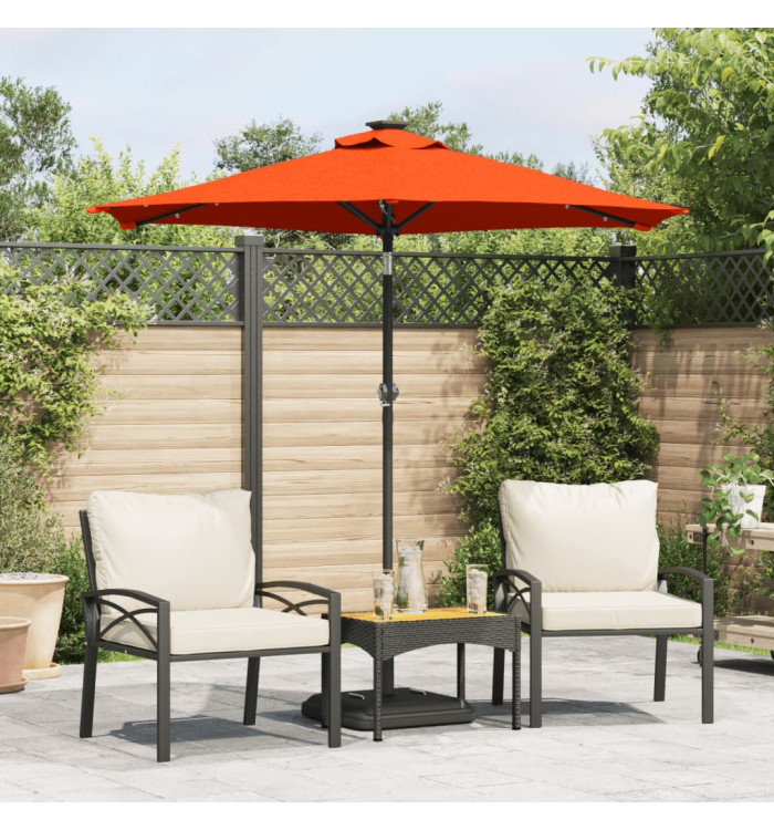 Parasol de jardin LED et mât en acier terre cuite 225x225x212cm | Mobilier & Déco