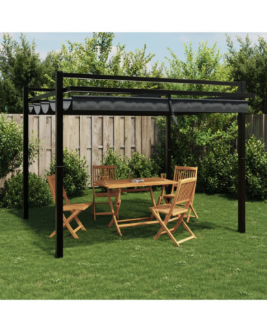 Tonnelle avec toit rétractable anthracite 3x3 m aluminium | Mobilier & Déco