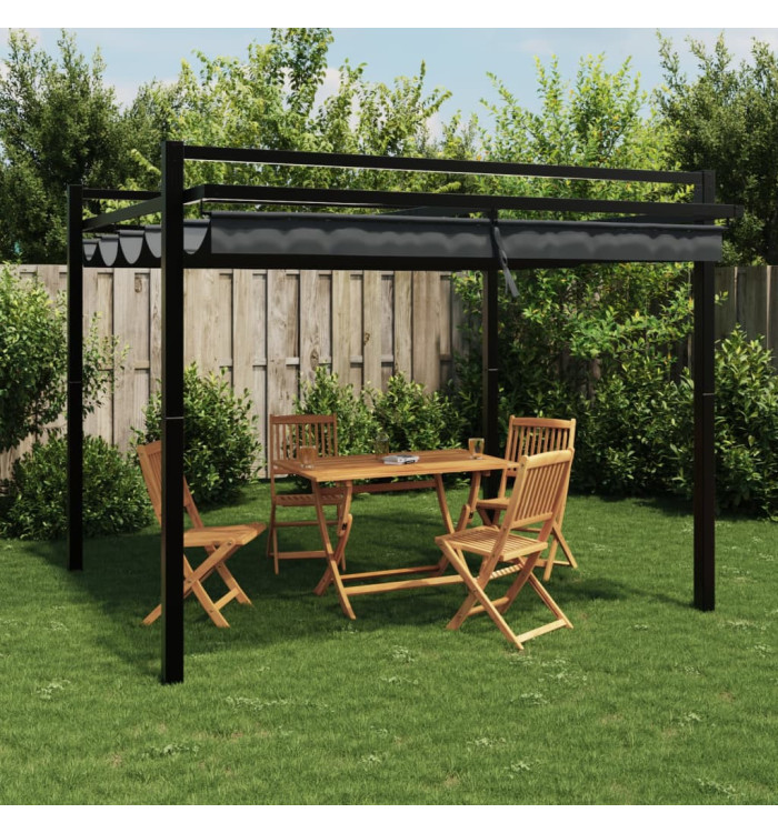 Tonnelle avec toit rétractable anthracite 3x3 m aluminium | Mobilier & Déco