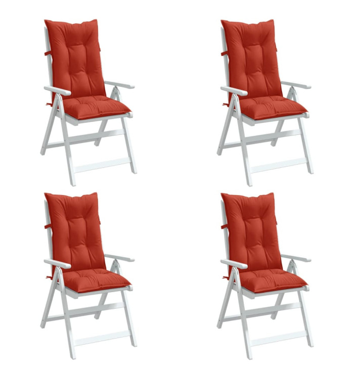 Coussins de chaise à dossier haut lot de 4 rouge mélangé tissu | Mobilier & Déco
