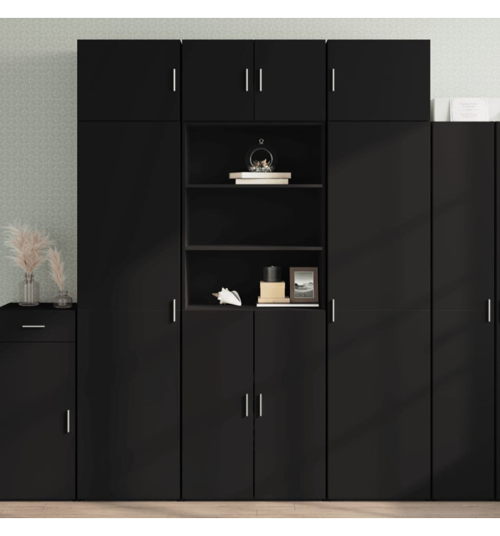 Buffet haut noir 70x42,5x185 cm bois d'ingénierie | Mobilier & Déco