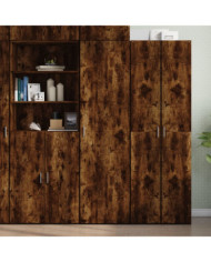 Buffet haut chêne fumé 50x42,5x185 cm bois d'ingénierie | Mobilier & Déco