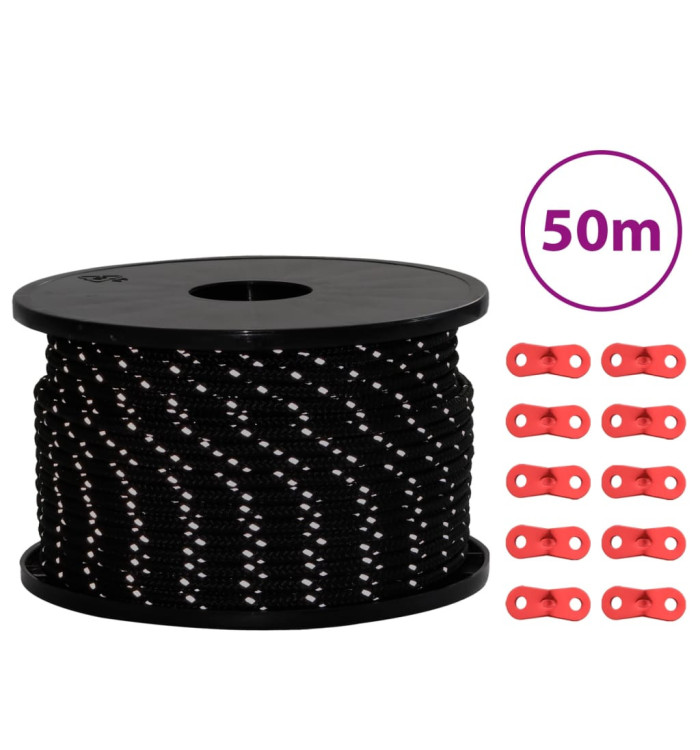 Corde de haubanage de tente avec bandes réfléchissantes et clés | Mobilier & Déco