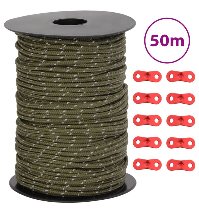 Corde de haubanage de tente avec bandes réfléchissantes et clés | Mobilier & Déco
