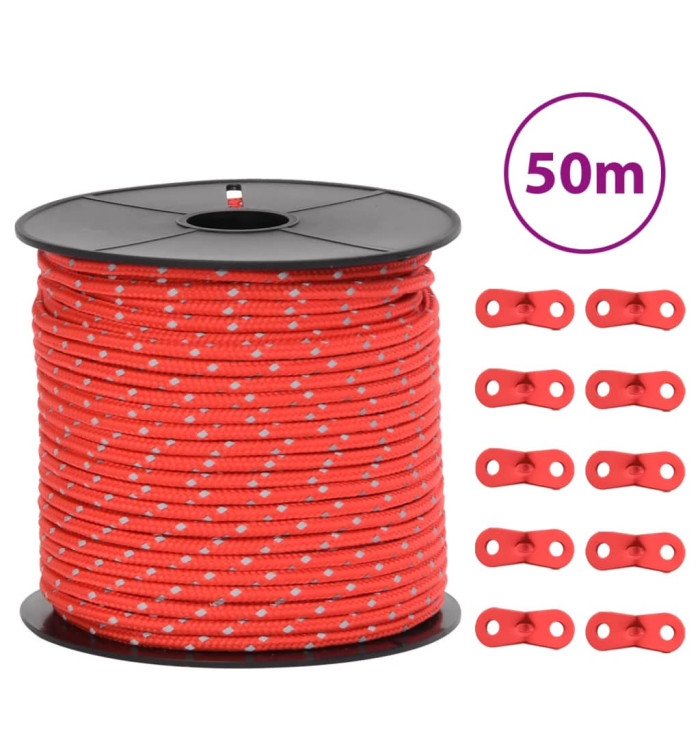 Corde de haubanage de tente avec bandes réfléchissantes et clés | Mobilier & Déco