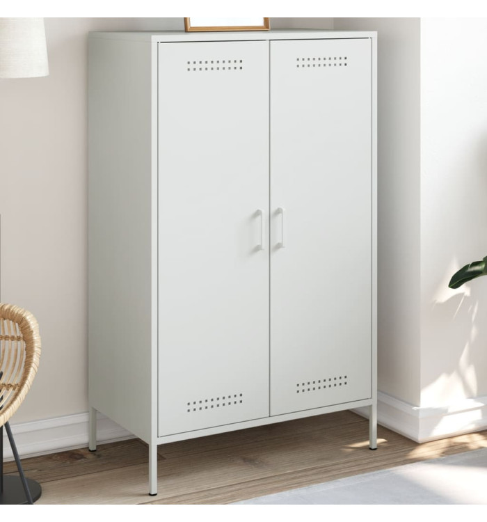 Buffet haut blanc 68x39x113 cm acier | Mobilier & Déco