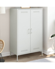Buffet haut blanc 68x39x113 cm acier | Mobilier & Déco
