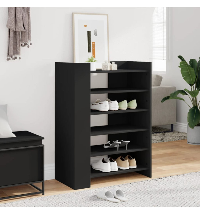Armoire à chaussures noir 74,5x37,5x100 cm bois d'ingénierie | Mobilier & Déco