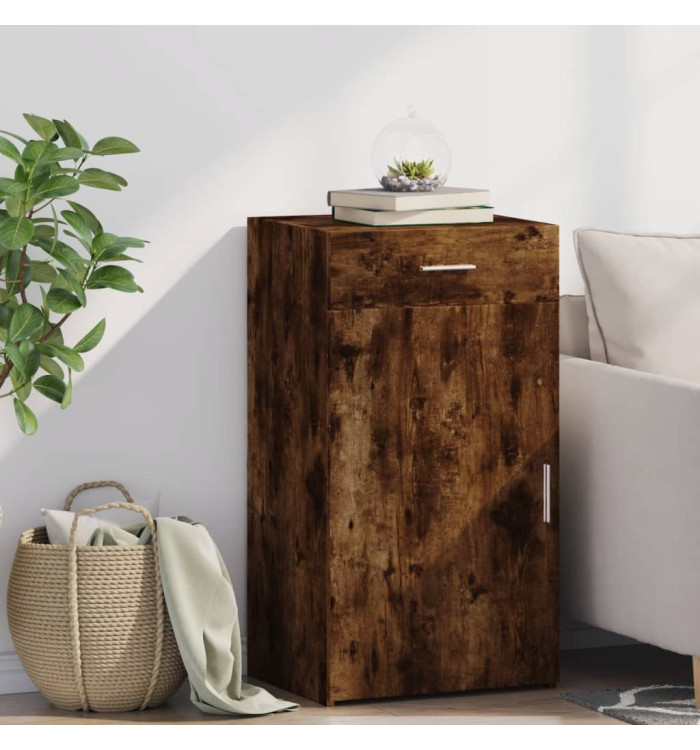 Buffet chêne fumé 50x42,5x93 cm bois d'ingénierie | Mobilier & Déco