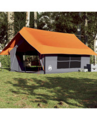 Tente de camping 5 personnes gris et orange imperméable | Mobilier & Déco
