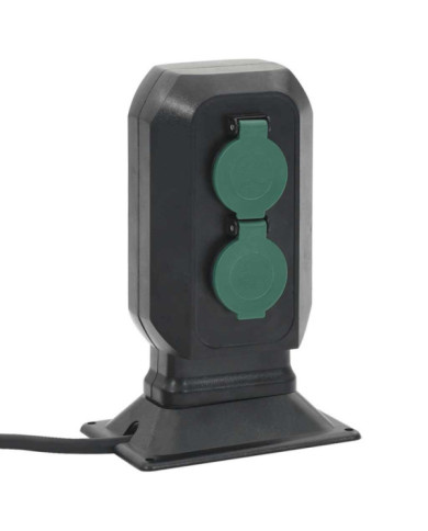 Prise d'extérieur avec piquet à 2 voies noir vert 15,5x11x24 cm | Mobilier & Déco