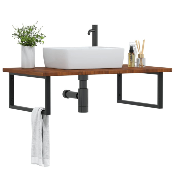 Étagère de vasque murale acier et bois de chêne massif | Mobilier & Déco