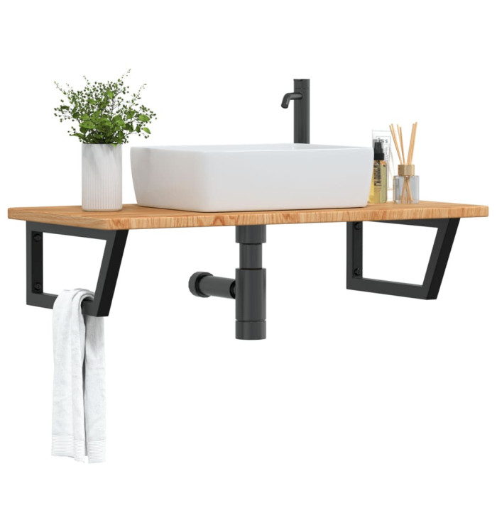 Étagère de vasque murale acier et bois de chêne massif | Mobilier & Déco