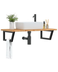 Étagère de vasque murale acier et bois de chêne massif | Mobilier & Déco