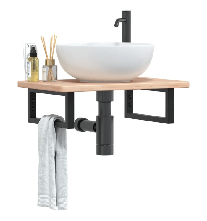 Étagère de vasque murale acier et bois de chêne massif | Mobilier & Déco