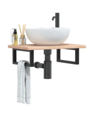 Étagère de vasque murale acier et bois de chêne massif | Mobilier & Déco