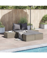 Chaise longue double avec coussins gris résine tressée | Mobilier & Déco
