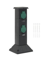 Colonne de prise d'extérieur à 4 voies noir vert 16x16x39,5 cm | Mobilier & Déco