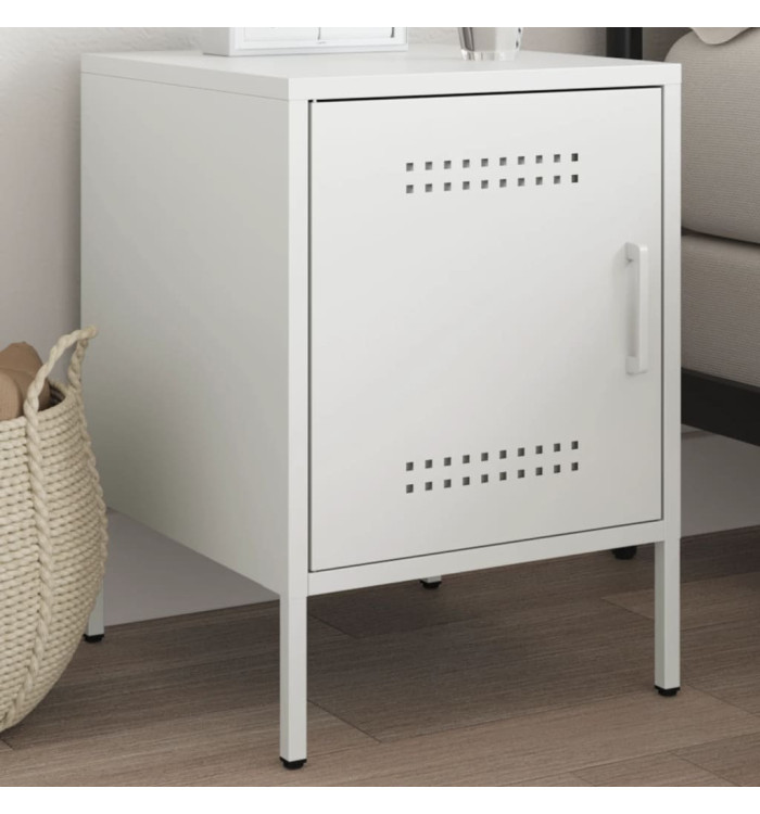 Table de chevet blanc 36x39x50,5 cm acier | Mobilier & Déco