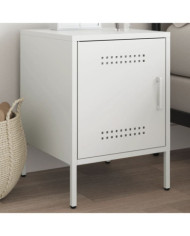 Table de chevet blanc 36x39x50,5 cm acier | Mobilier & Déco