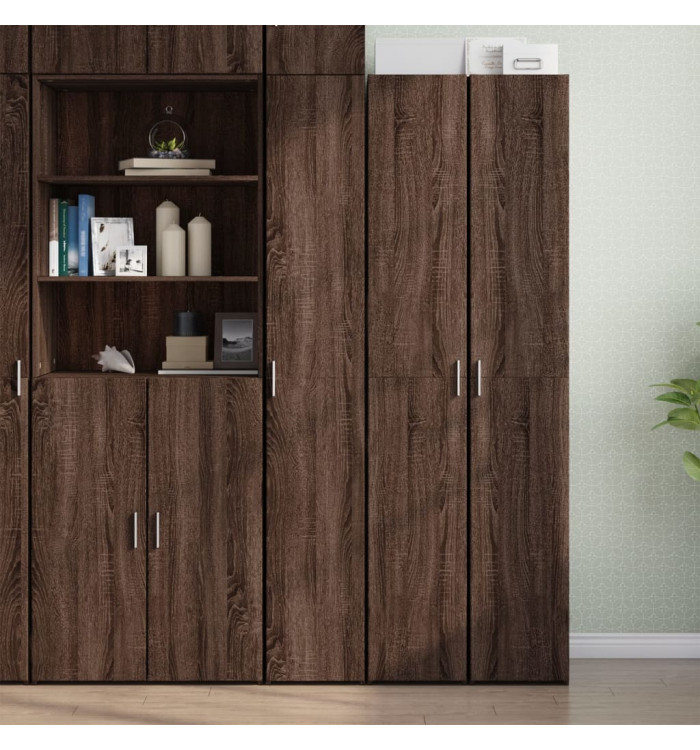 Buffet haut chêne marron 30x42,5x185 cm bois d'ingénierie | Mobilier & Déco