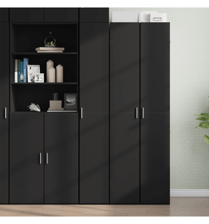 Buffet haut noir 30x42,5x185 cm bois d'ingénierie | Mobilier & Déco