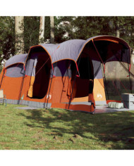 Tente familiale tunnel 8 personnes gris et orange imperméable | Mobilier & Déco
