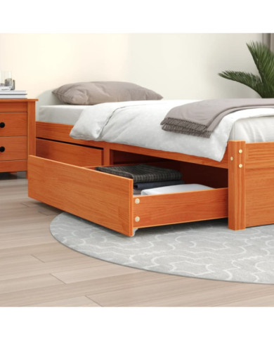 Tiroirs de lit 2 pcs cire marron bois de pin massif | Mobilier & Déco