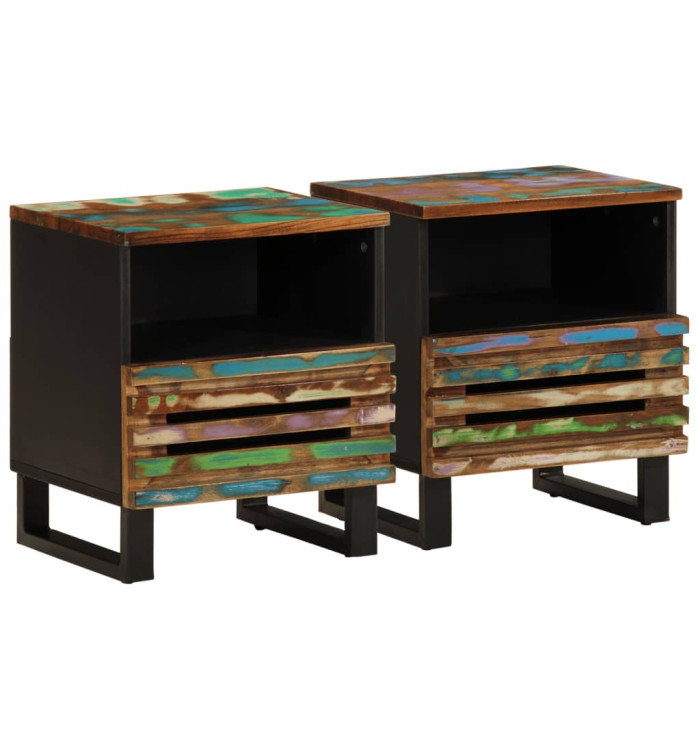 Tables de chevet 2 pcs 40x34x46 cm bois massif de récupération | Mobilier & Déco