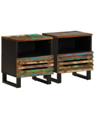 Tables de chevet 2 pcs 40x34x46 cm bois massif de récupération | Mobilier & Déco