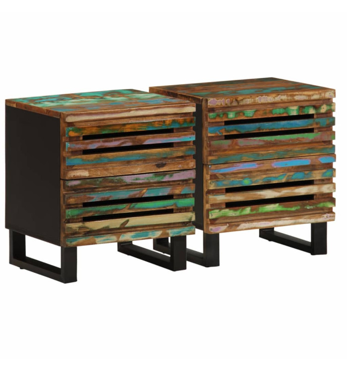 Tables de chevet 2 pcs 40x34x46 cm bois massif de récupération | Mobilier & Déco