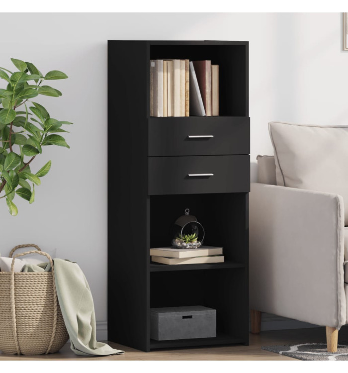 Buffet haut noir 45x42,5x124 cm bois d'ingénierie | Mobilier & Déco
