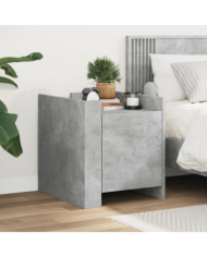 Table de chevet gris béton 45x50x50 cm bois d’ingénierie | Mobilier & Déco