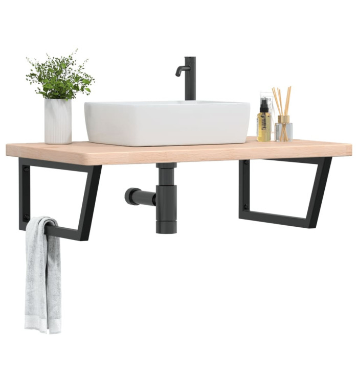 Étagère de vasque murale acier et bois de chêne massif | Mobilier & Déco