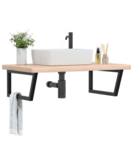 Étagère de vasque murale acier et bois de chêne massif | Mobilier & Déco