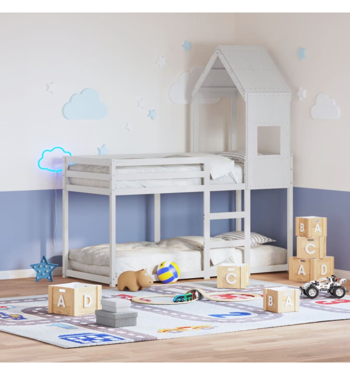 Toit de lit pour enfants blanc 55x84x132 cm bois de pin massif | Mobilier & Déco