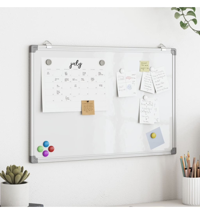 Tableau blanc magnétique 80x60x1,7 cm aluminium | Mobilier & Déco