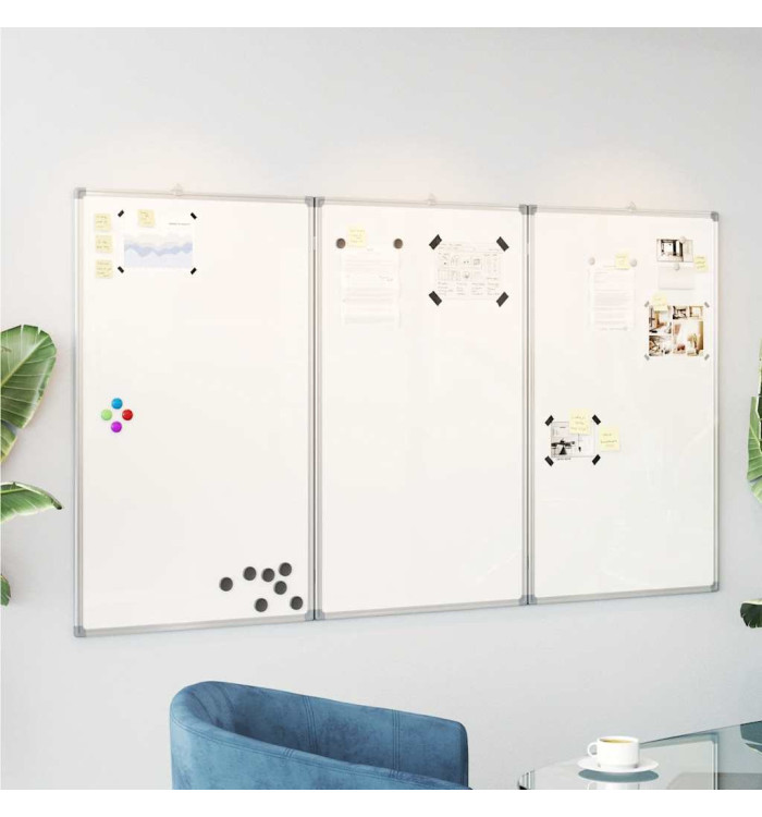 Tableau blanc magnétique pliable 180x100x1,7 cm aluminium | Mobilier & Déco