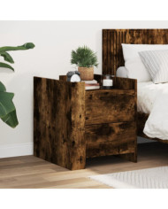 Table de chevet chêne fumé 45x50x50 cm bois d'ingénierie | Mobilier & Déco