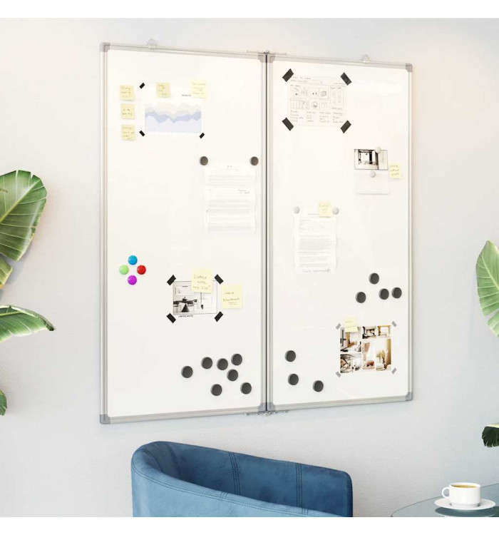 Tableau blanc magnétique pliable 100x100x1,7 cm aluminium | Mobilier & Déco