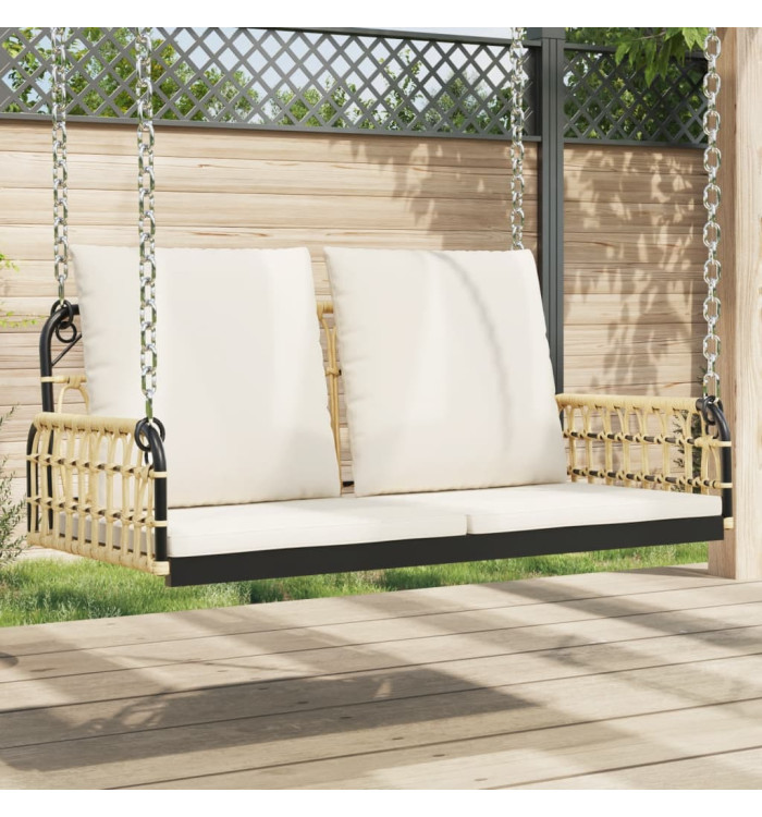 Balancelle avec coussins 105x58x38 cm résine tressée et acier | Mobilier & Déco