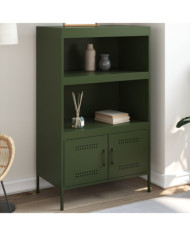 Buffet haut vert olive 68x39x113 cm acier | Mobilier & Déco