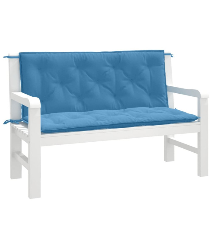 Coussins de banc de jardin lot de 2 bleu mélangé tissu | Mobilier & Déco