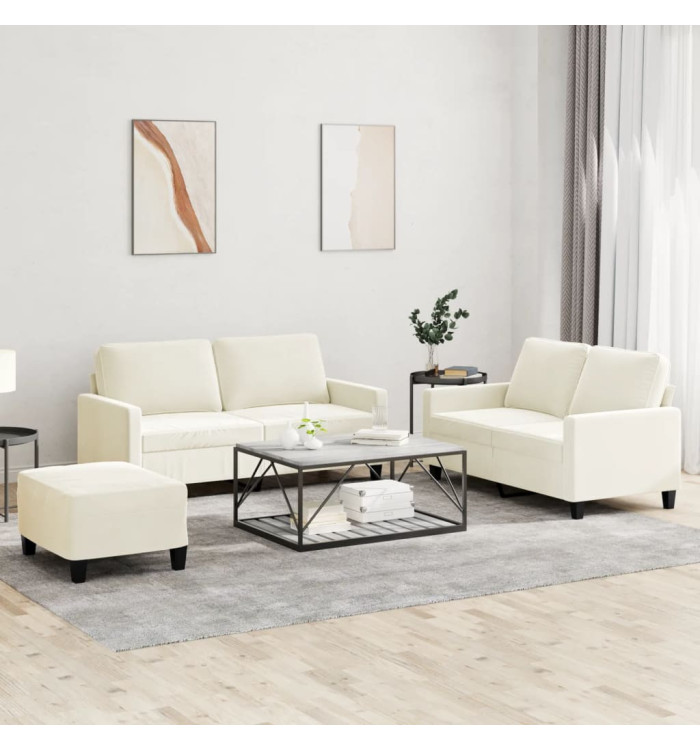 Ensemble de canapés 3 pcs avec coussins Crème Velours | Mobilier & Déco