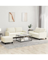 Ensemble de canapés 3 pcs avec coussins Crème Velours | Mobilier & Déco