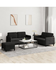 Ensemble de canapés 3 pcs noir velours | Mobilier & Déco