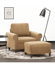 Fauteuil avec repose-pied Marron 60 cm Velours | Mobilier & Déco