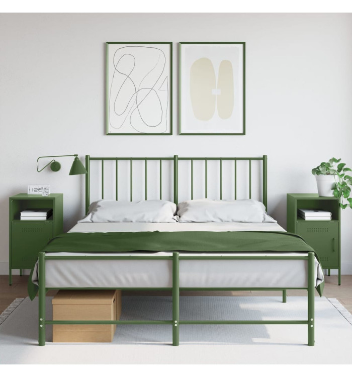 Tables de chevet 2 pcs vert olive 36x39x68 cm acier | Mobilier & Déco