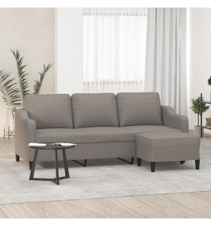 Canapé à 3 places avec repose-pieds Taupe 180 cm Tissu | Mobilier & Déco