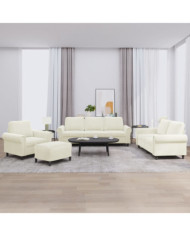 Ensemble de canapés 4 pcs avec coussins Crème Velours | Mobilier & Déco